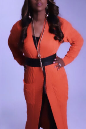 Bright Orange Cardigan Sweater
